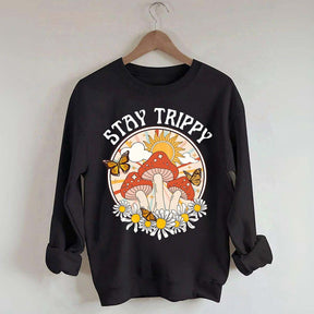 Stay Trippy Mushroom Boho Rainbow Sweatshirt