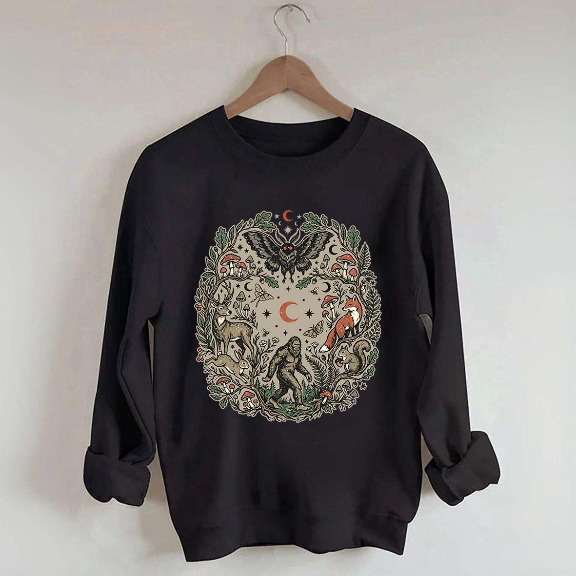 Forest Friends Cryptid Mothman Bigfoot Sweatshirt
