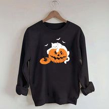 Vintage Black Cat Halloween Pumpkin Sweatshirt