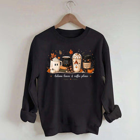 Autumn Leaves and Coffee Please Fall Sweatshirt