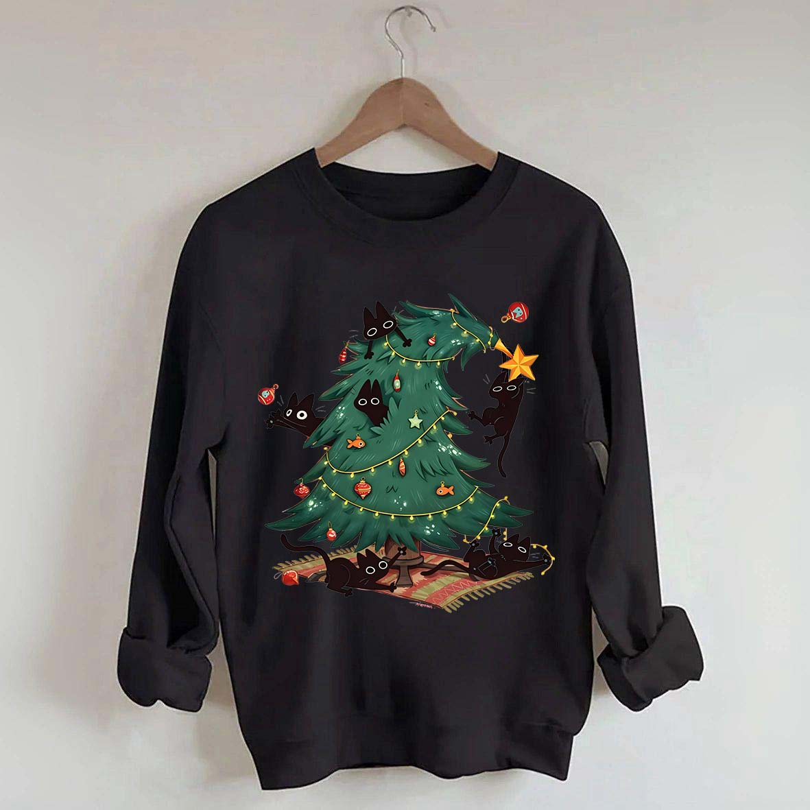 Christmas Tree And Cat Owner Sweatshirt