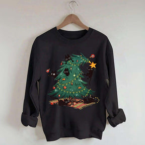 Christmas Tree And Cat Owner Sweatshirt