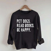 Retro Bookish Reading Books and Dogs Sweatshirt