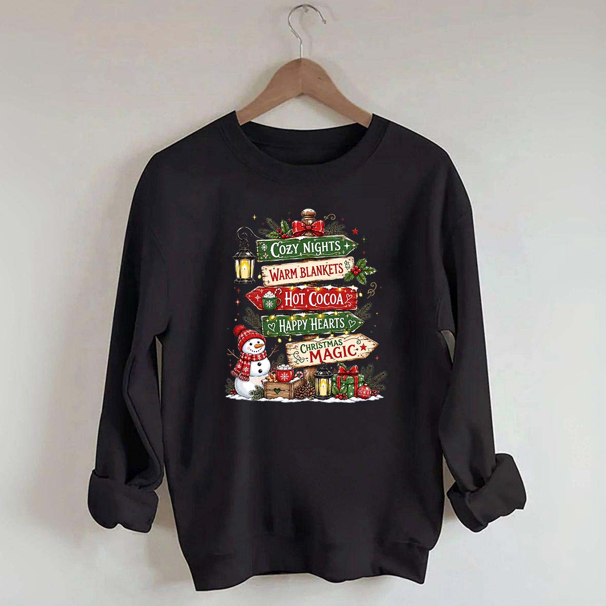 Funny Watercolor Christmas Signpost Sweatshirt