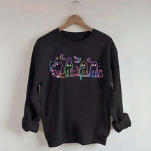 Cute Neon Halloween Ghost Cats Sweatshirt