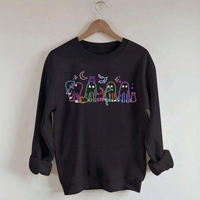 Cute Neon Halloween Ghost Cats Sweatshirt
