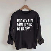 Comfort Colors Hockey Life Love Jesus Sweatshirt