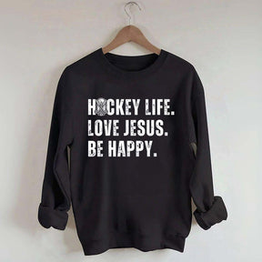 Comfort Colors Hockey Life Love Jesus Sweatshirt