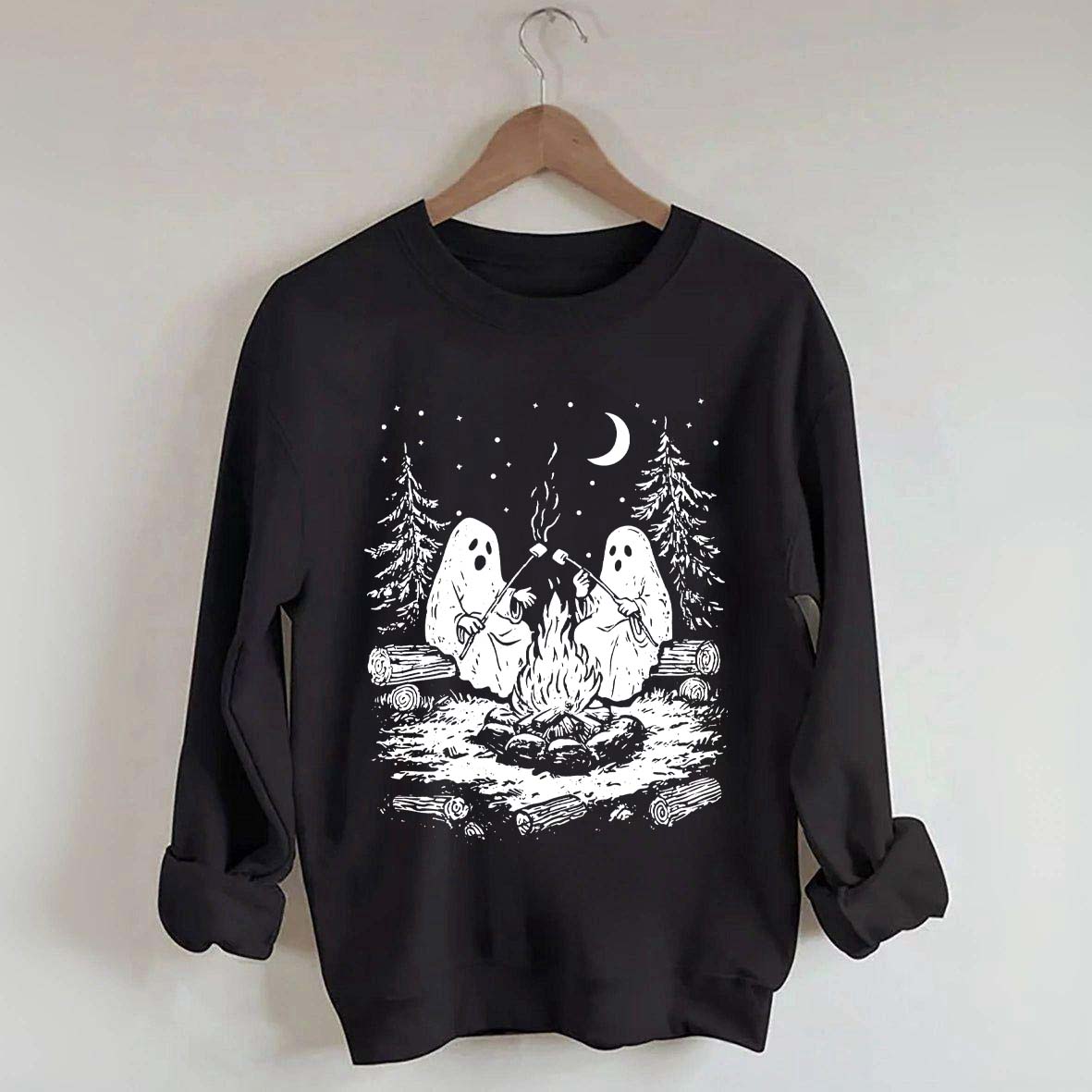 Retro Halloween Ghost Camping Sweatshirt