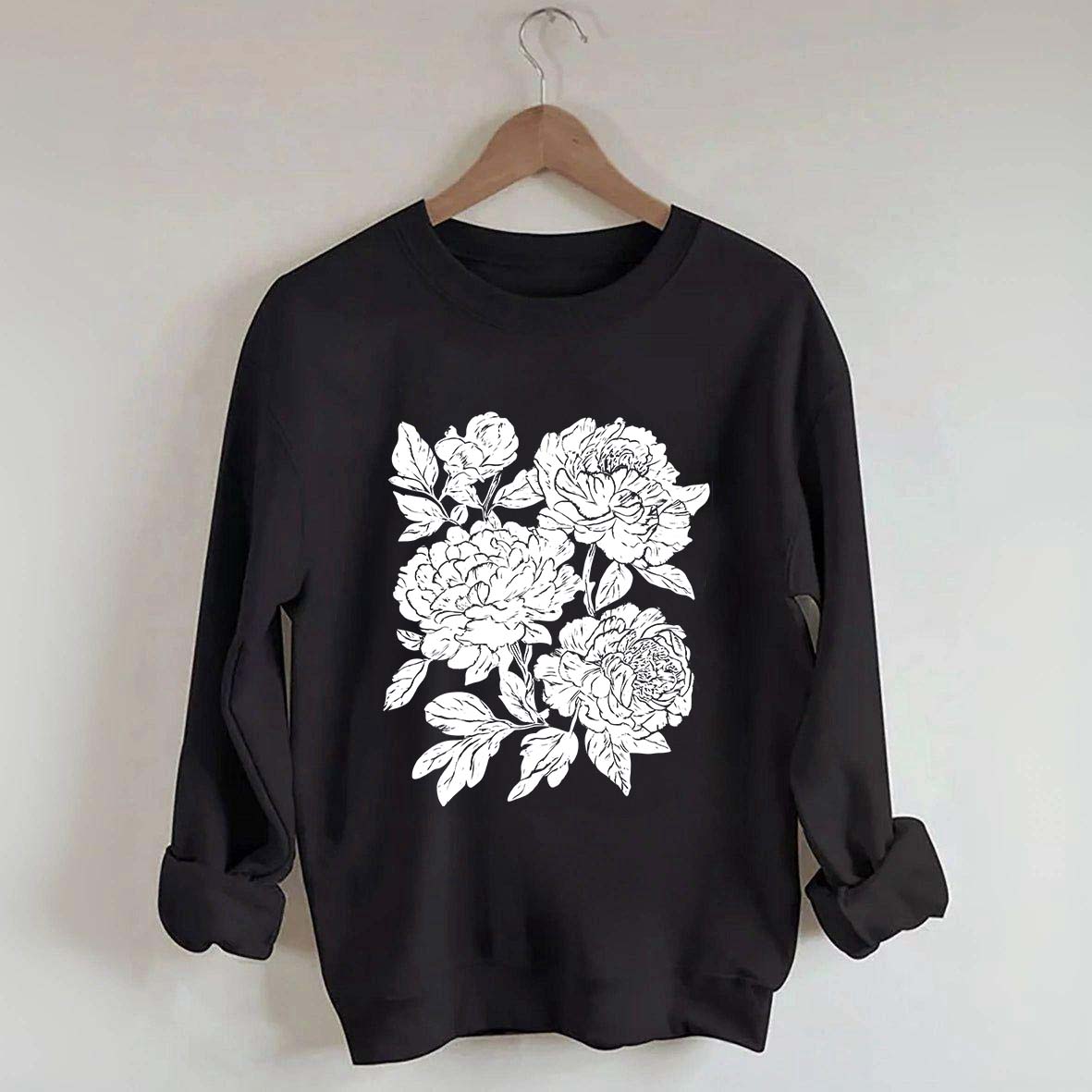 Vintage Linocut Flower Boho Botanical Sweatshirt
