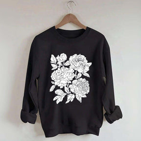 Vintage Linocut Flower Boho Botanical Sweatshirt