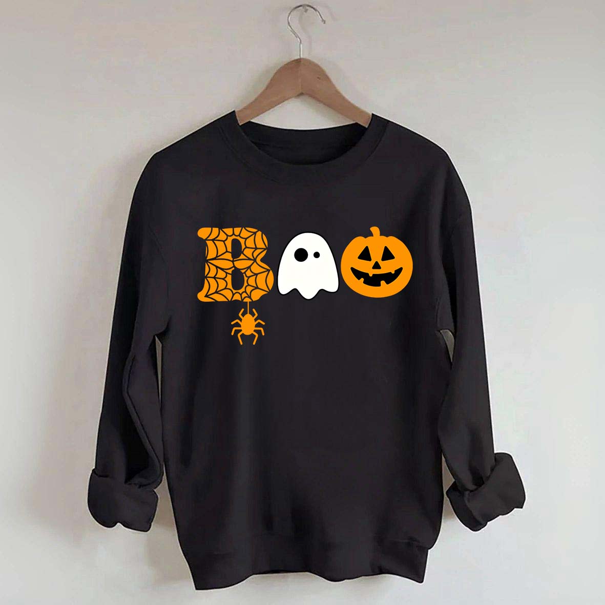 Halloween Boo Ghost Pumpkin Spider Sweatshirt