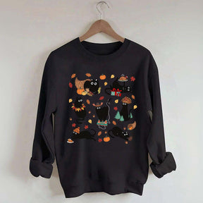 Thanksgiving Retro Black Cat Fall Sweatshirt
