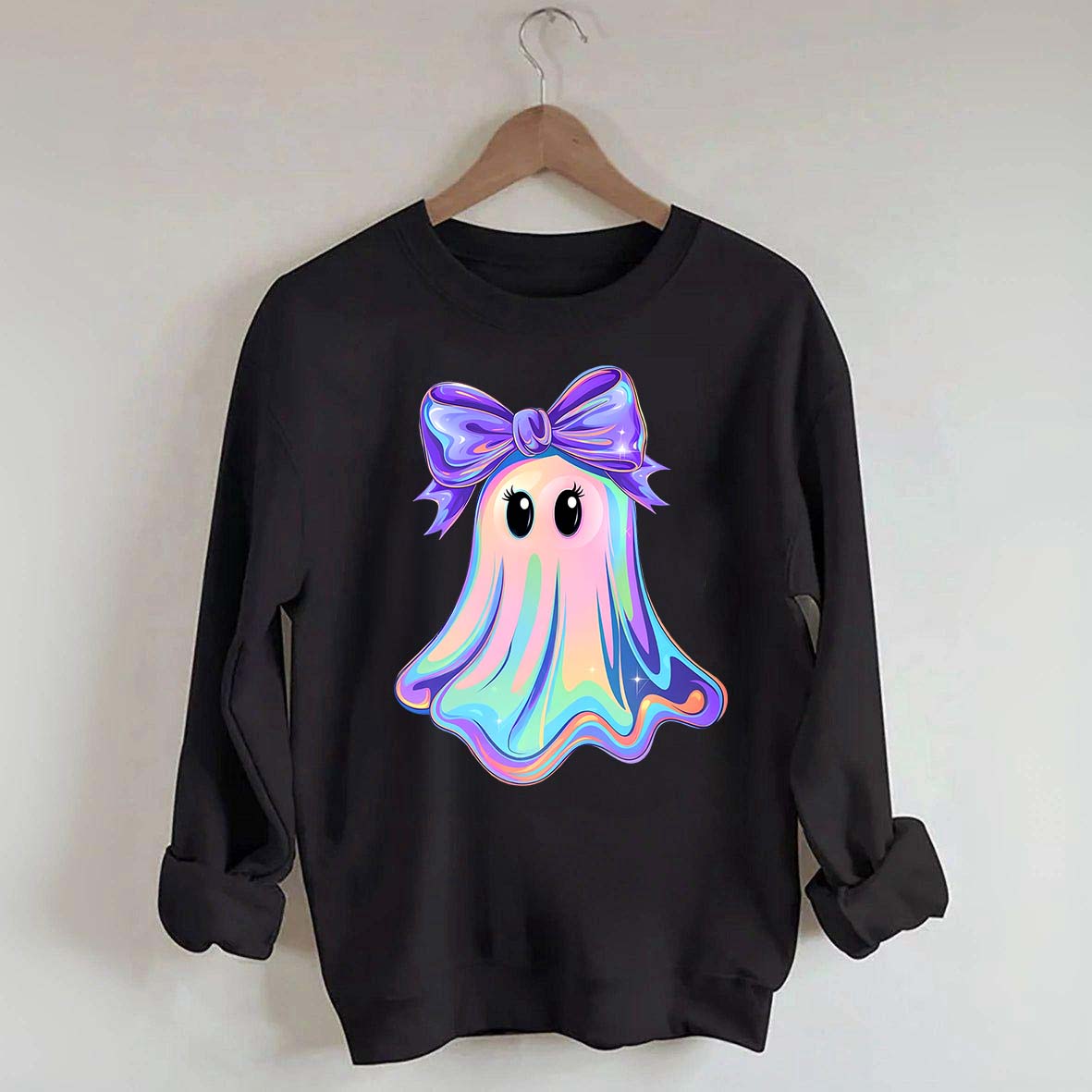 Shimmering  Iridescent Glitter Ghost Sweatshirt