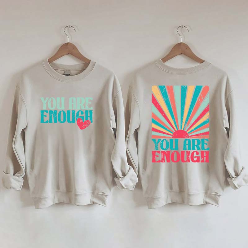 You Are Enough Vintage Retro Rainbow Sweatshirt