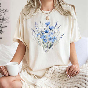 Retro Blue Flower Bouquet T-Shirt