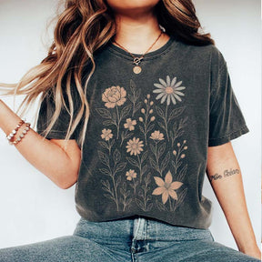 Vintage Pressed Flowers Yellow Wildflowers T-Shirt