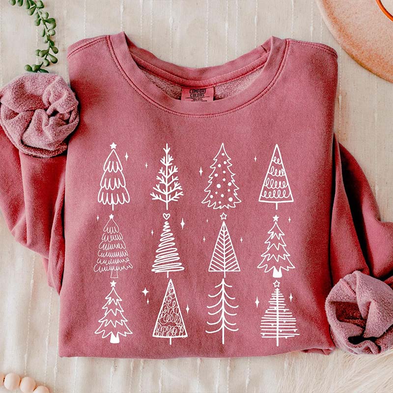 Comfort Color Christmas Trees Holiday Sweatshirt
