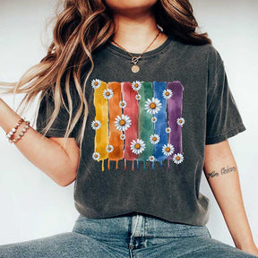 Rainbow Daisies Pride Month T-Shirt
