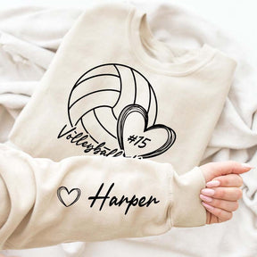 Personalized Volleyball Mom Name On Sleeve Sweatshirt