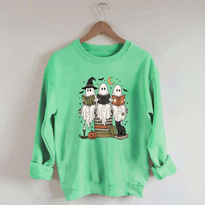 Boo Ghost Reading Books Halloween Sweatshirt