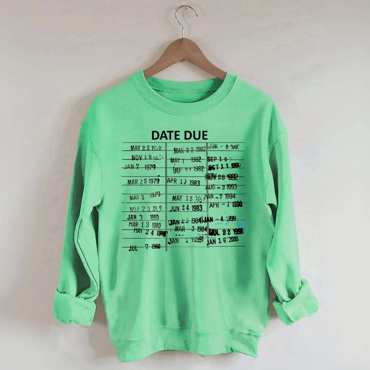 Library Card Due Date Sweatshirt