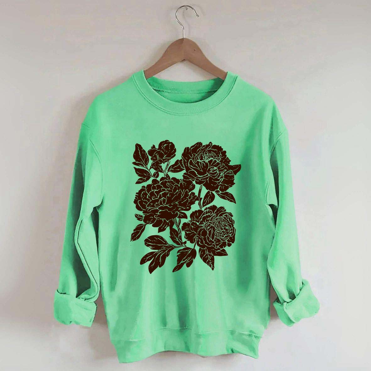 Vintage Linocut Flower Boho Botanical Sweatshirt