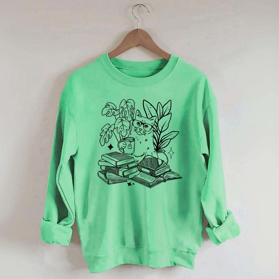 Cat Reading Book Sweatshirt
