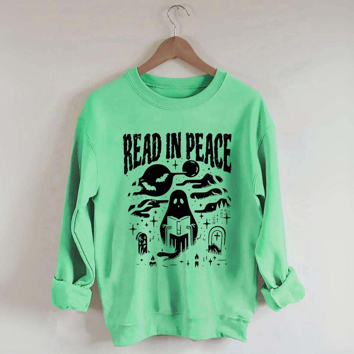Ghost Reading Book Boho Bookish Sweatshirt
