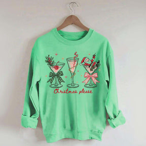 Christmas Please Martini Coquette Holiday Sweatshirt