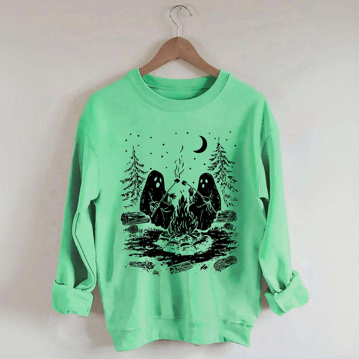 Retro Halloween Ghost Camping Sweatshirt