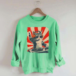 Funny Cat With Headphones Sweatshirt