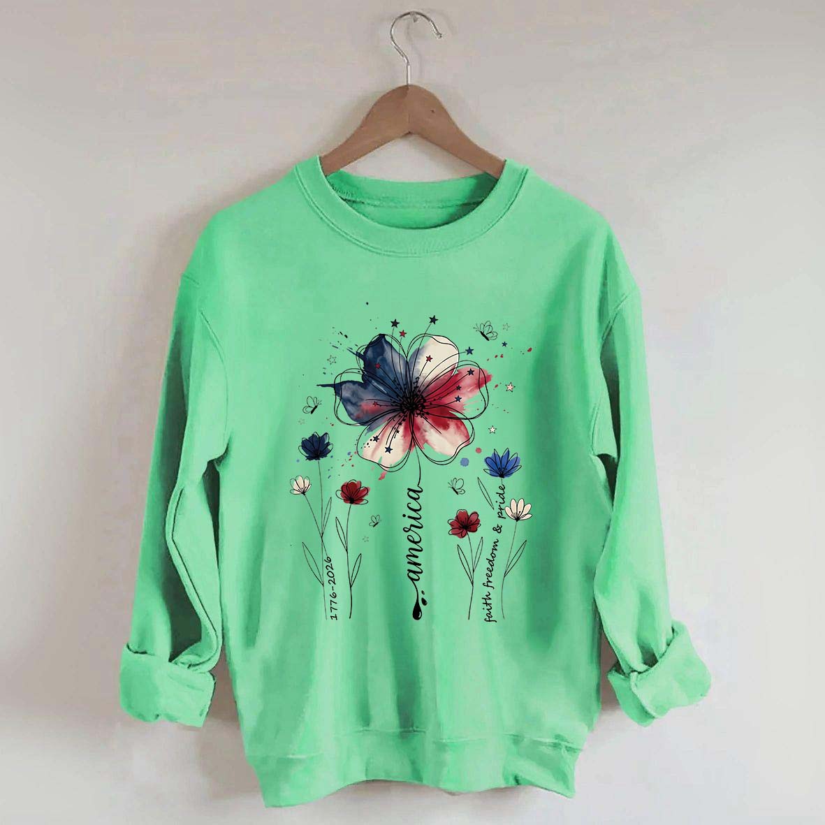 USA 250th Anniversary Floral Sweatshirt