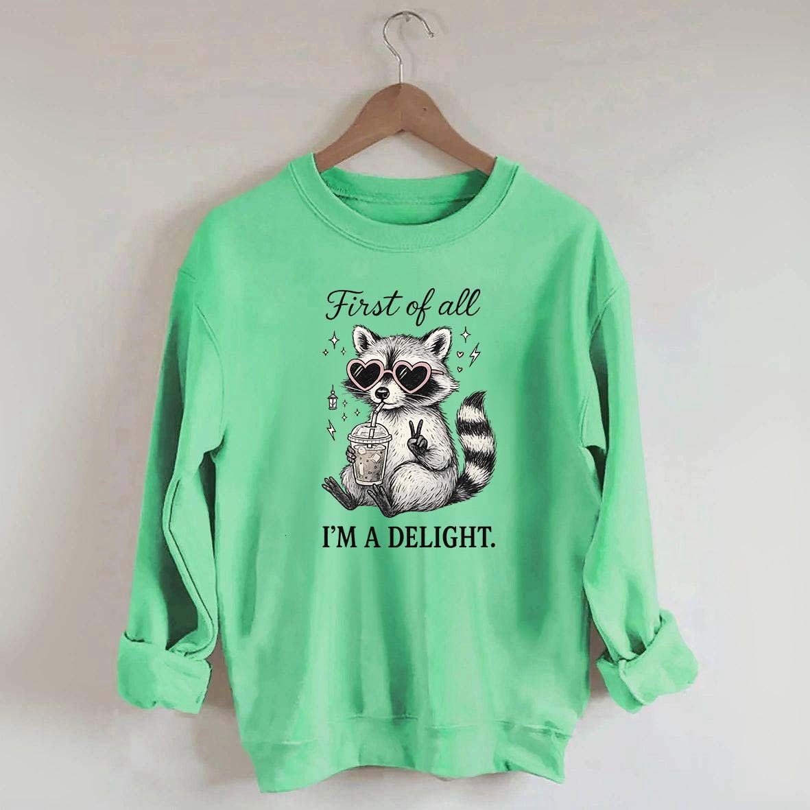 Mental Health Raccoon First of All I'm a Delight Sweatshirt