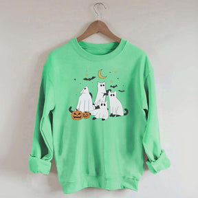Retro Ghost Black Cat Moon Halloween Sweatshirt