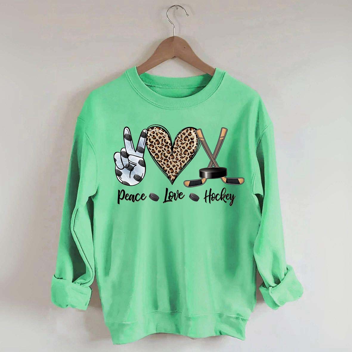 Sports Peace Love Hockey Sweatshirt