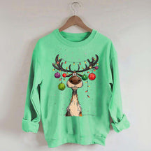 Vintage Reindeer Christmas Light Xmas Sweatshirt