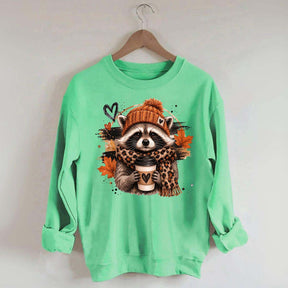 Autumn Coffee Lover Raccoon Sweatshirt