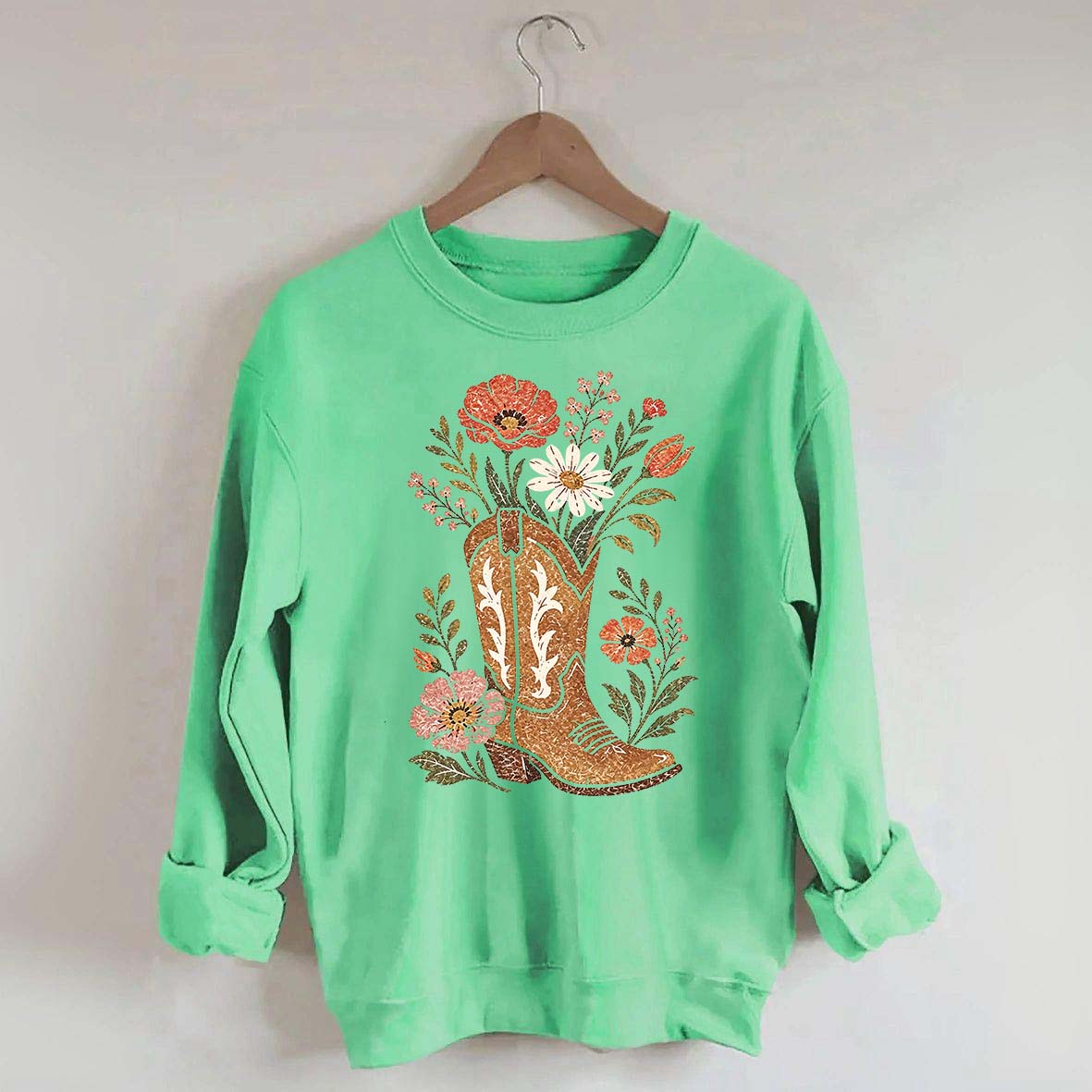 Retro Cowboy Boot Wildflower Sweatshirt