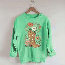 Retro Cowboy Boot Wildflower Sweatshirt