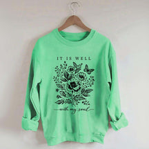 It Is Well With My Soul Floral Butterfly Sweatshirt