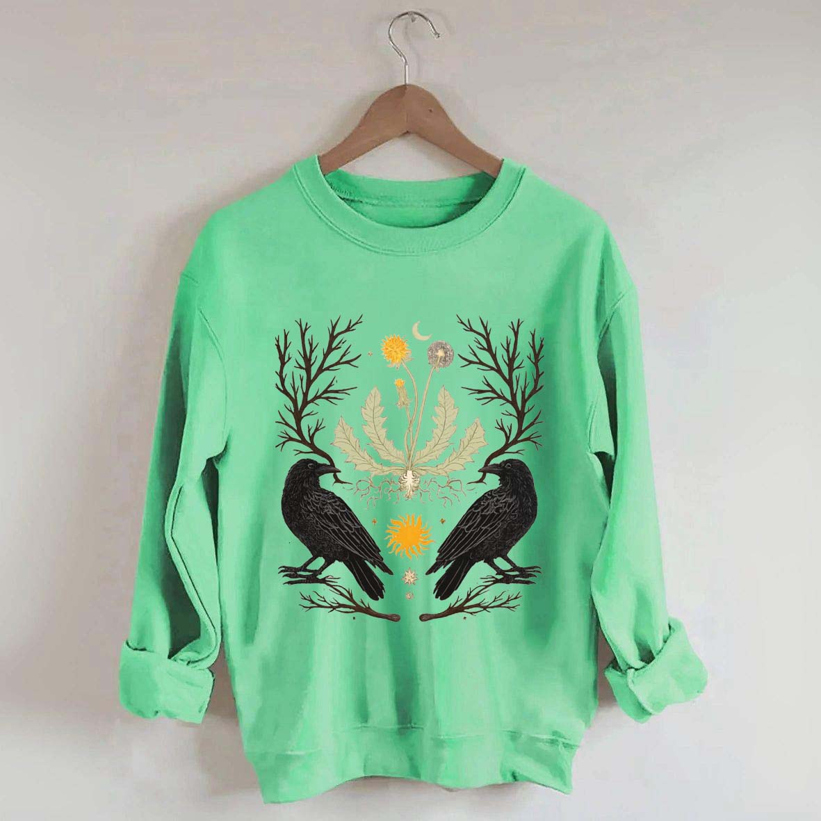 Ostara Raven Pagan Spring Equinox Sweatshirt