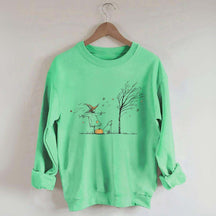 Minimalist Halloween Scarecrow Dog Tree Pumpkin Sweatshirt