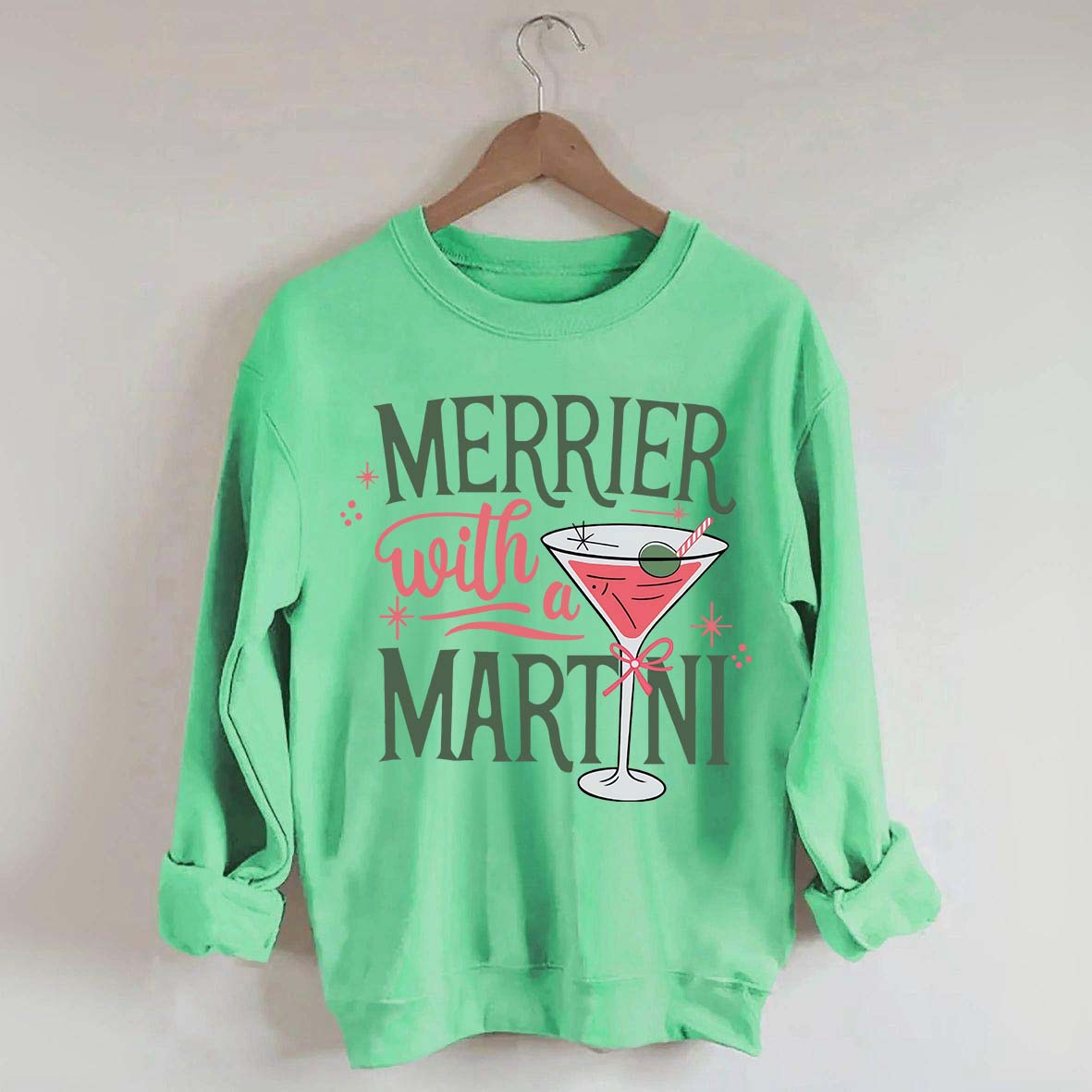 Merrier With A Martini Retro Christmas Sweatshirt