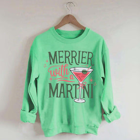 Merrier With A Martini Retro Christmas Sweatshirt
