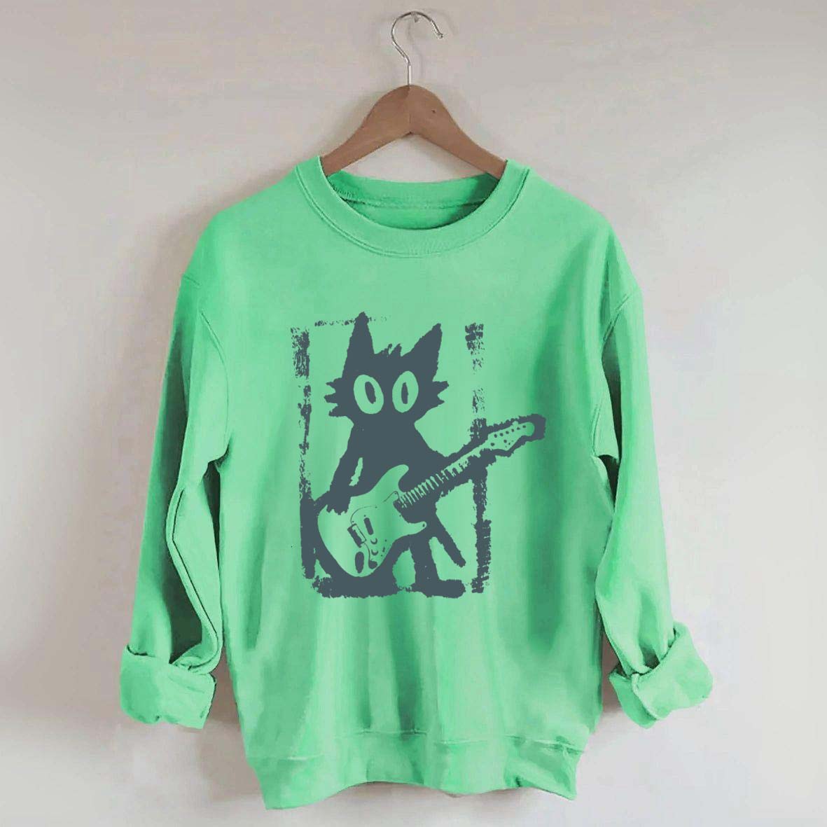 Rock Star Cat Electric Guitar Kitty Sweatshirt