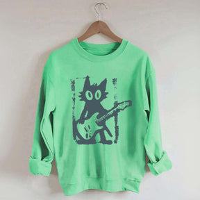 Rock Star Cat Electric Guitar Kitty Sweatshirt