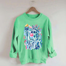 Preppy Statue of Liberty Blowing Bubble Gum Sweatshirt