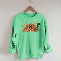 Cute Black Cat Autumn Leaves Sweatshirt