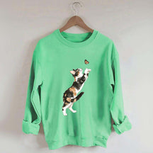 Cute Cat and Butterfly Sweatshirt